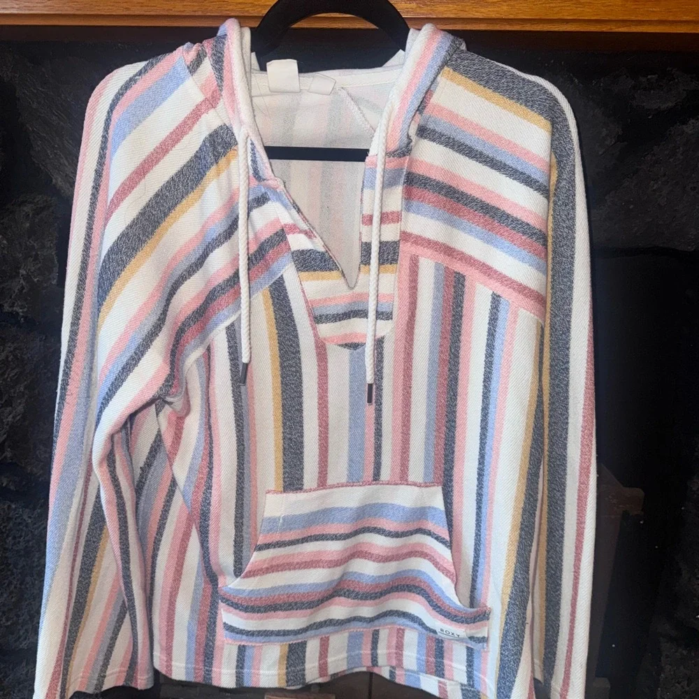 Roxy Size Medium Multicolor Striped Women's Hoodie sweatshirt pullover - Picture 2 of 11